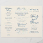 Dusty Blue Tri-Fold Wedding Program Flyer (Hinten)