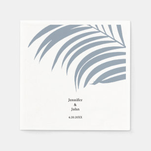 Dusty Blue Tropical Palm Blätter Trendy Wedding Serviette