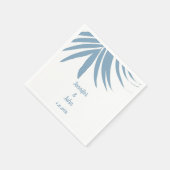 Dusty Blue Tropical Palm Leaf Beach Hochzeit Serviette (Ecke)