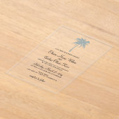 Dusty Blue Tropical Palm Tree Hochzeiten Einladung (Ablage )