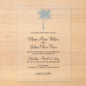 Dusty Blue Tropical Palm Tree Hochzeiten Einladung (Vorderseite)