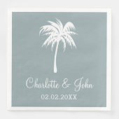 Dusty Blue Tropical Palm Tree Wedding Napkins Serviette (Vorderseite)