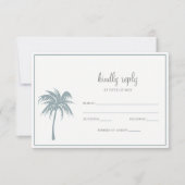 Dusty Blue Tropical Palm Tree Wedding rsvp (Vorderseite)