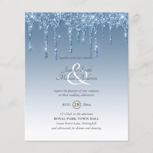 Dusty Blue Troppping Glitzer Wedite (Vorderseite)