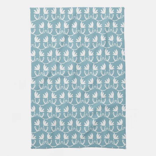 Dusty Blue Tulip Pattern Geschirrtuch (Vertikal)