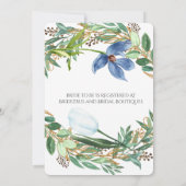 Dusty Blue Tulip Peony Bridal Einladungen (Rückseite)