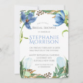 Dusty Blue Tulip Peony Bridal Einladungen (Vorderseite)