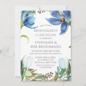 Dusty Blue Tulip Peony Bridesmaids Luncheon Einladung (Vorderseite)