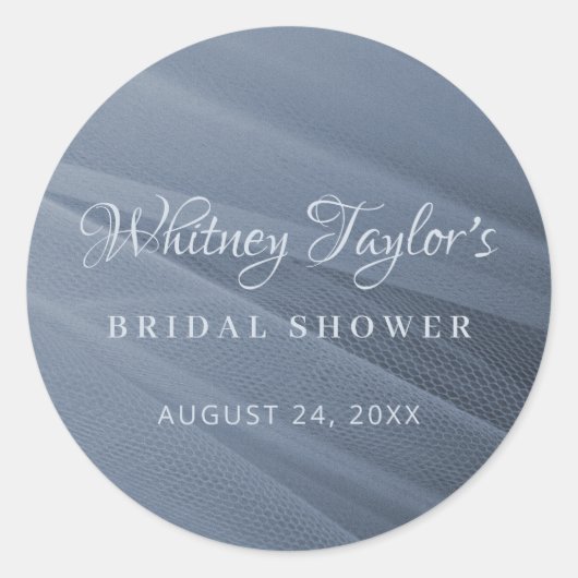 Dusty Blue Tulle Texture Runder Aufkleber (Vorderseite)