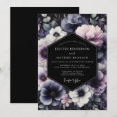 Dusty Blue Twilight Bloom Wedding Einladung (Vorne/Hinten)