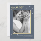 Dusty Blue Two Foto mit Dots Save the Date (Vorderseite)