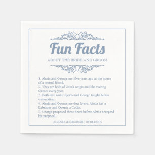 Dusty Blue Typografie Fun Facts Vintage Hochzeit Serviette