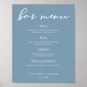 Dusty Blue Typografy Wedding Bar Menu Poster (Vorne)