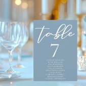 Dusty Blue Typografy Wedding Table Card w Names