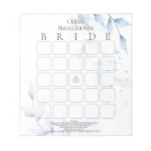 Dusty Blue und Bale Lilac Foliage Bridal Bingo Notizblock (Vorderseite)