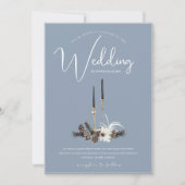 Dusty Blue und Black Christmas Candles Einladung (Vorderseite)