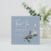 Dusty Blue und Black Christmas Twig Wedding Dankeskarte (Stehend Vorderseite)