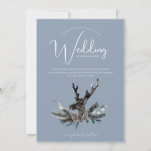 Dusty Blue und Black Lieber Kopf Weihnachtsfeier Einladung (Vorderseite)