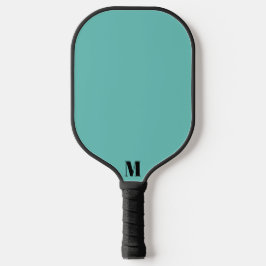 Dusty Blue und Black Modern Monogram Pickleball Schläger