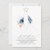 Dusty Blue und Blush Blume Dress Brautparty Einladung (Vorderseite)