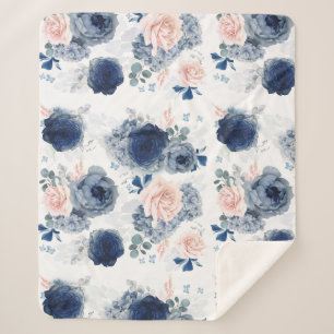 Dusty Blue und Blush Pink Blume Elegant Stilvoll Sherpadecke