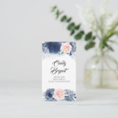Dusty Blue und Blush Pink Blume Elegant Stilvoll Visitenkarte (Stehend Vorderseite)