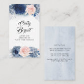 Dusty Blue und Blush Pink Blume Elegant Stilvoll Visitenkarte (Vorne/Hinten)