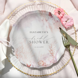 Dusty Blue und Blush Pink Flora Brautparty Pappteller