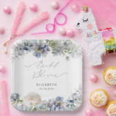 Dusty Blue und Blush Pink Flora Brautparty Pappteller (Party)