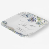 Dusty Blue und Blush Pink Flora Brautparty Pappteller (Gewinkelt)