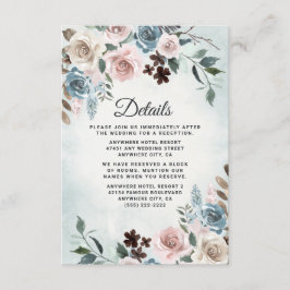 Dusty Blue und Blush Pink Mauve Floral Wedding Begleitkarte