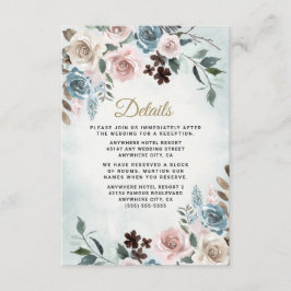 Dusty Blue und Blush Pink Mauve Floral Wedding Begleitkarte