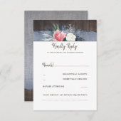 Dusty Blue und Blush Rustic Country Wedding UAWG RSVP Karte (Vorne/Hinten)