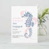 Dusty Blue und Blush Seepferd Einladung (Stehend Vorderseite)