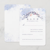 Dusty Blue und Blush Wedding RSVP Karte (Vorne/Hinten)