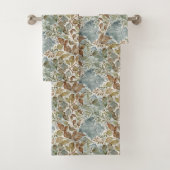 Dusty Blue und Brown Botanical Leaf Badhandtuch Set (Insitu)
