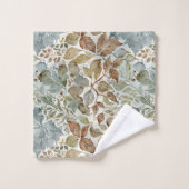 Dusty Blue und Brown Botanical Leaf Badhandtuch Set (Waschlappen)
