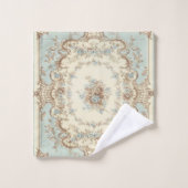 Dusty Blue und Brown Floral Oriental Badhandtuch Set (Waschlappen)