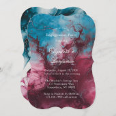 Dusty Blue und Burgund Alcohol Engagement Party Einladung (Vorne/Hinten)