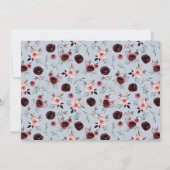 Dusty Blue und Burgund Blume Foto Wedding Save The Date (Rückseite)