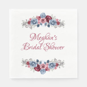 Dusty Blue und Burgund Brautparty Napkins Serviette