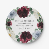 Dusty Blue und Burgund Cranberry Fall Event Pappteller (Vorderseite)