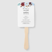 Dusty Blue und Burgund Floral Wedding Program Fächer (Vorderseite)