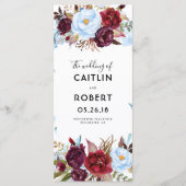 Dusty Blue und Burgund Floral Weddings Programme (Vorderseite)