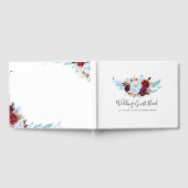Dusty Blue und Burgund Red Blume Gästebuch (Voll)