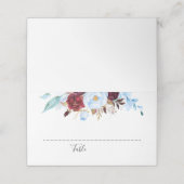 Dusty Blue und Burgund Red Blume Platzkarte (Außenseite Aufgefaltet)