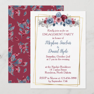 Dusty Blue und Burgund Wedding Engagement Party I Einladung