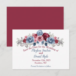 Dusty Blue und Burgund Wedding speichern das Datum Save The Date