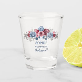 Dusty Blue und Burgundy bin meine Bridesmaid? Schnapsglas