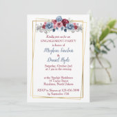 Dusty Blue und Burgundy Engagement Party Einladung (Stehend Vorderseite)